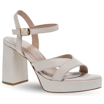 γυναικεία δερμάτινα πέδιλα με τακούνι