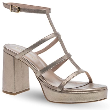 γυναικεία δερμάτινα πέδιλα με τακούνι