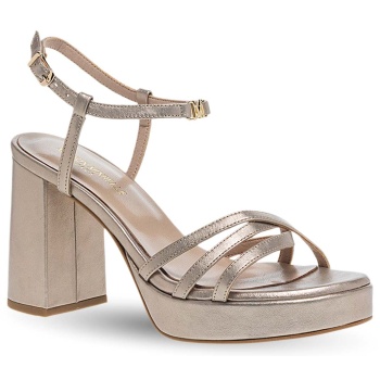 γυναικεία δερμάτινα πέδιλα με τακούνι