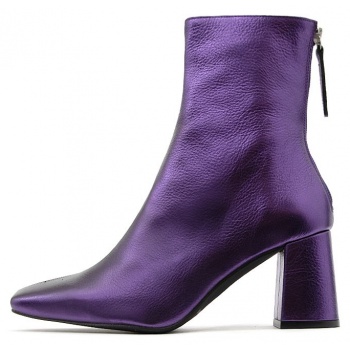 metallic leather mid heel ankle boots σε προσφορά