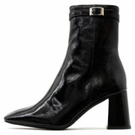  patent leather mid heel ankle boots women angel alarcon