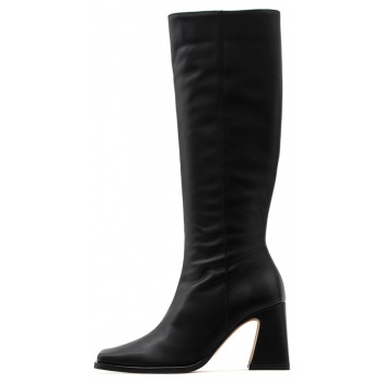 leather mid heel high boots women angel σε προσφορά