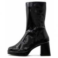  patent leather mid heel boots women creator