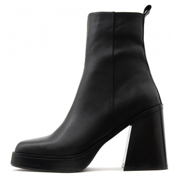 leather mid heel ankle boots women σε προσφορά