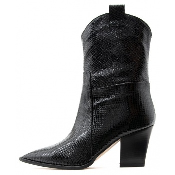 snake skin leather mid heel ankle boots σε προσφορά