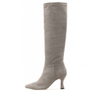  suede leather mid heel high boots women paola ferri