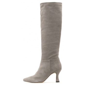 suede leather mid heel high boots women σε προσφορά