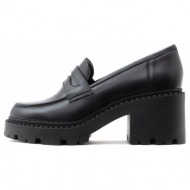  leather mid heel chunky loafers women kotris