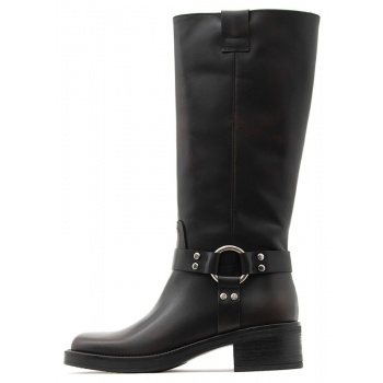 leather mid heel boots women debutto σε προσφορά