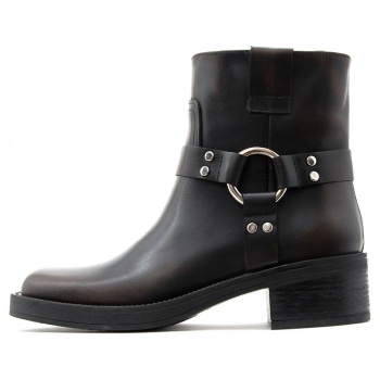 leather mid heel ankle boots women σε προσφορά