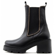  leather rhinestones mid heel chelsea boots women kotris