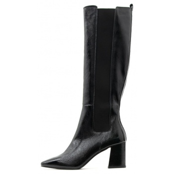 patent leather mid heel long boots σε προσφορά