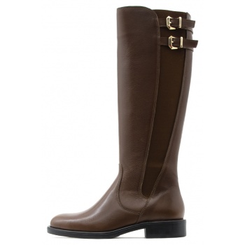leather mid heel long boots women σε προσφορά