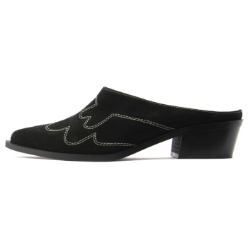 suede leather mid heel mules women i