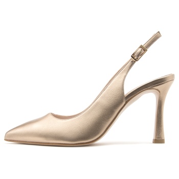 metallic leather slingback high heel