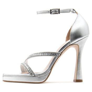 metallic leather high heel sandals