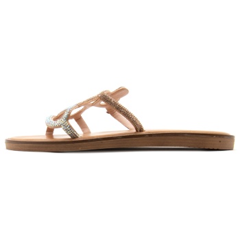 leather rhinestones flat sandals women σε προσφορά