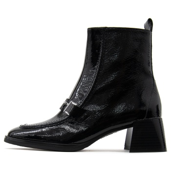 rio patent leather mid heel ankle boots