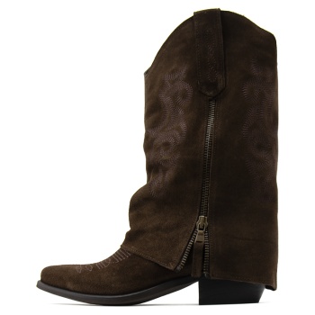 suede leather mid heel ankle boots σε προσφορά