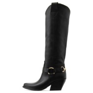  leather mid heel boots women riccianera