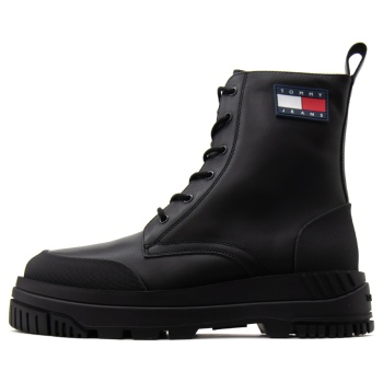 tommy jeans lace up leather biker boots