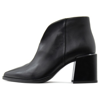 leather mid heel ankle boots women