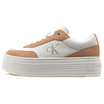 leather side logo low lace flatform