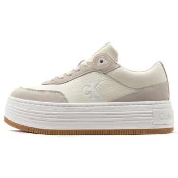 leather side logo low lace flatform