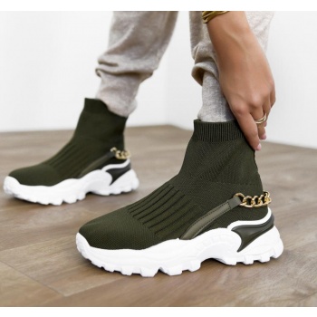 sneakers κάλτσα με αλυσίδα χακί  σε προσφορά
