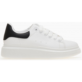 sneakers basic με κορδόνια - λευκό/μαύρο