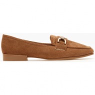  loafers suede με ματ μεταλλικό σχέδιο - κάμελ