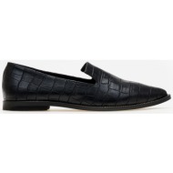  loafers μυτερά με ανάγλυφο pattern estil - μαύρο