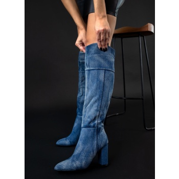 μπότες denim πάνω από το γόνατο - μπλε σε προσφορά