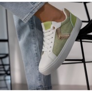  sneakers με ύφασμα και glitter - lime