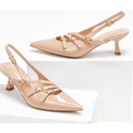  γόβες λουστρίνι μυτερές με λουράκια erynn - nude