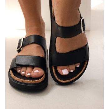 σανδάλια flatforms δερμάτινα με velcro