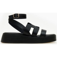  σανδάλια flatforms δερμάτινα iris sandals - μαύρο