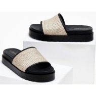  flatforms σανδάλια με ψάθινη φάσα - μπεζ