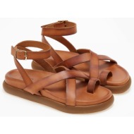  σανδάλια flatforms δερμάτινα iris sandals - ταμπά