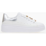 sneakers flatforms με μεταλλικά στοιχεία - ασημί