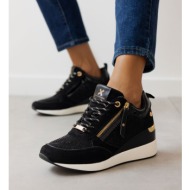  sneakers wedges με στρας xti 142957 - μαύρο