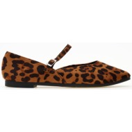  mary janes suede με print - leopard