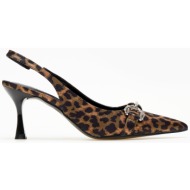  γόβες slingback σατέν με print - leopard