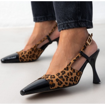 slingback suede γόβες με print tfp 