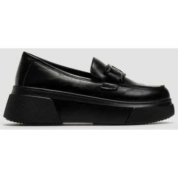 loafers flatforms με αγκράφα - μαύρο