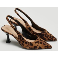  slingback μυτερές γόβες με print erynn - leopard