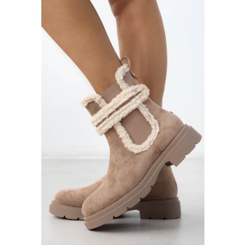 μποτάκια suede με συνθετικό sheepskin