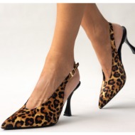  γόβες μυτερές σατέν slingback tfp - leopard