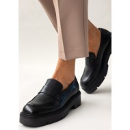  loafers chunky δερμάτινα - μαύρο