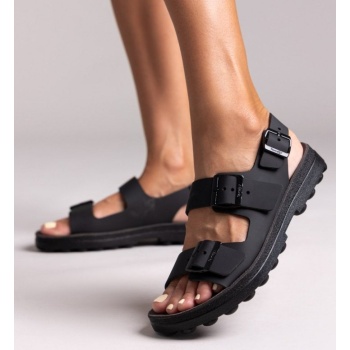 σανδάλια δερμάτινα flatforms με τοκάδες